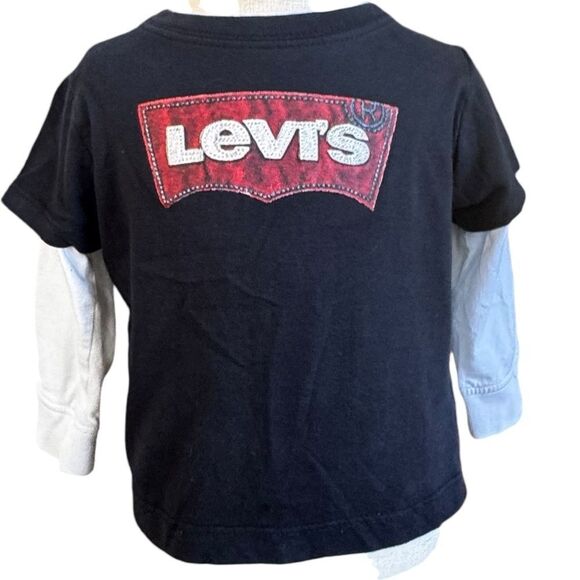 Levi’s Baby Boys Kids Long Sleeve Crewneck Black Graphic Logo Tee. 12 Months. - Picture 1 of 5
